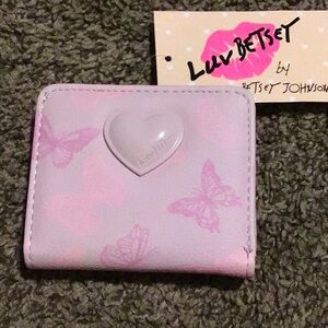 NWT LUV BETSEY Bifold Card Wallet Butterflies Pink